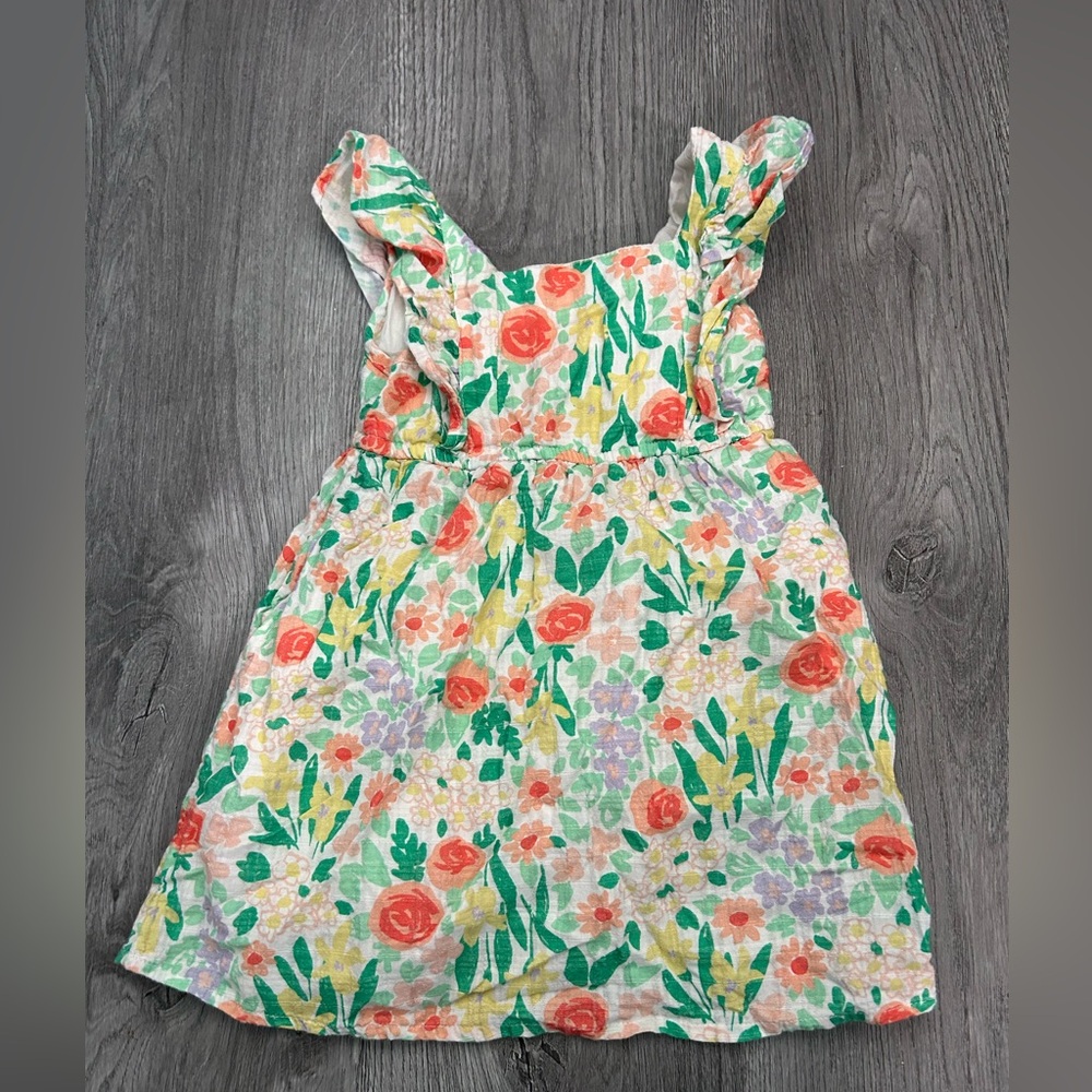 NEW 2T Cat n Jack Girls Floral Sundress in Coral, Green & Yellow